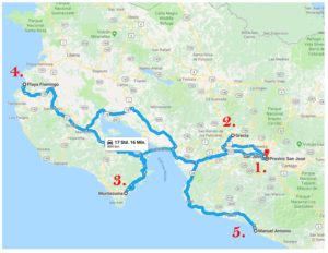 Reiseroute Costa Rica